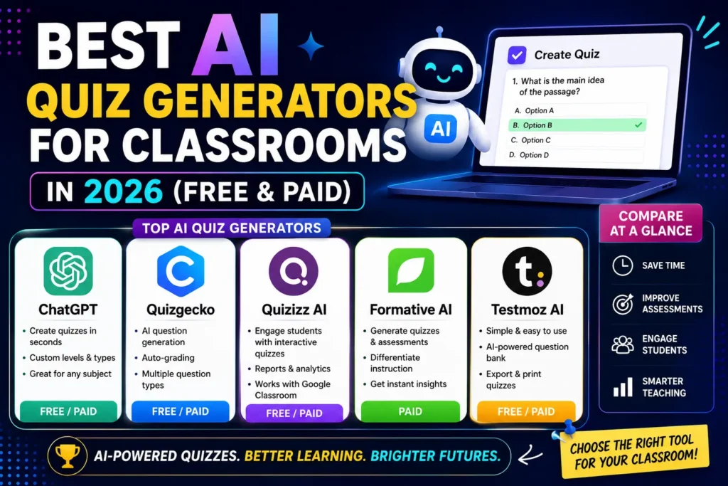 best AI quiz generators for classrooms 2026